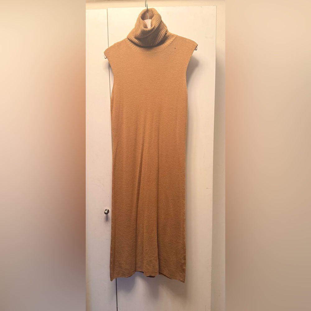 DKNY Camel Sleeveless Midi Dress
